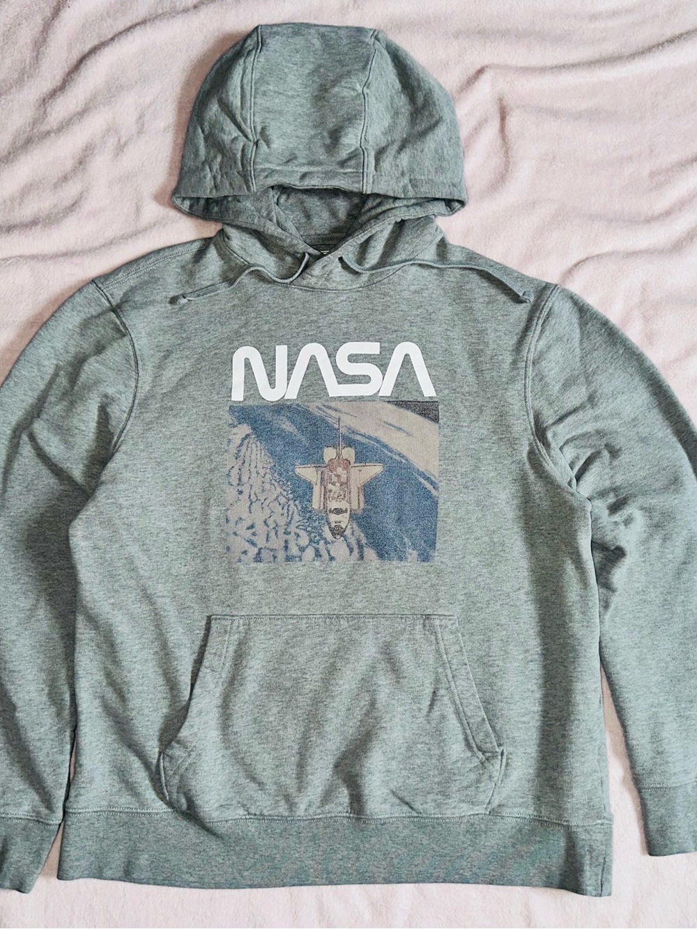 NASA Logo Gray Pullover Hoodie for Men